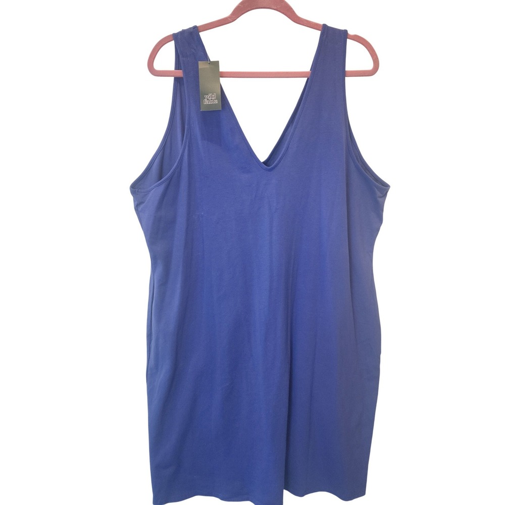 Wild Fable Midi Dress Womens 4X Blue V-Neck Sleeveless Tank Jersey NWT - Picture 2 of 6